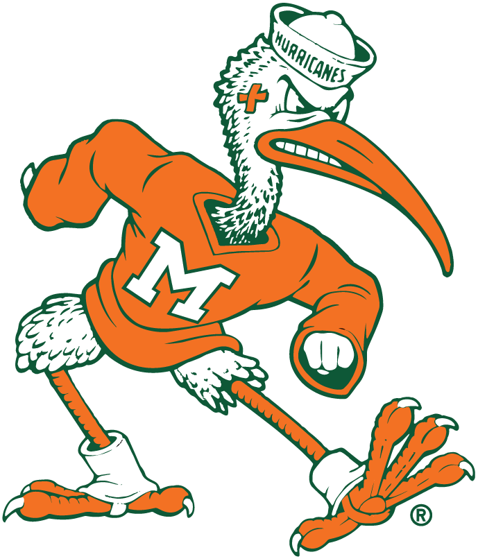 Miami Hurricanes 1964-1982 Mascot Logo v2 iron on transfers for clothing
